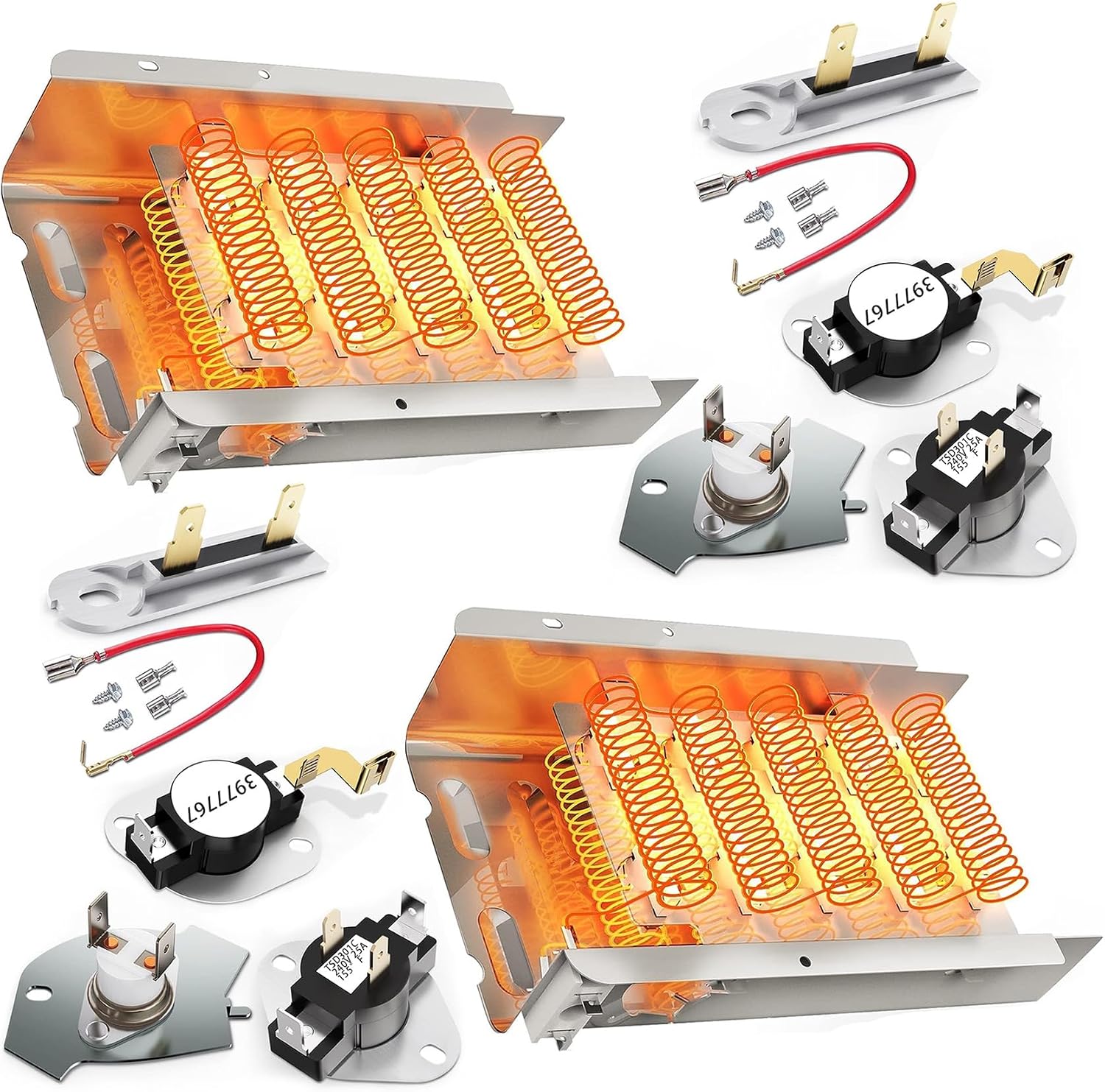 279838 Dryer Heating Element for Whirlpool Maytag Amana Roper Kenmore 70 80 Series wed4815ew1 ned4655ew1 medc215ew1 medx655dw1medc200xw1 red4440vq1, Replaces 2406026 3403585 W10724237, 2 pack