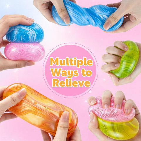 4 Pack Squishy Stress Ball, Fidget Toys for Anxiety & Stress Relief for Adults, Squishy Sensory Toys for Adults and Kids, Birthday Gifts, Party Favors, Classroom Prizes, Xmas Stocking Stuffers