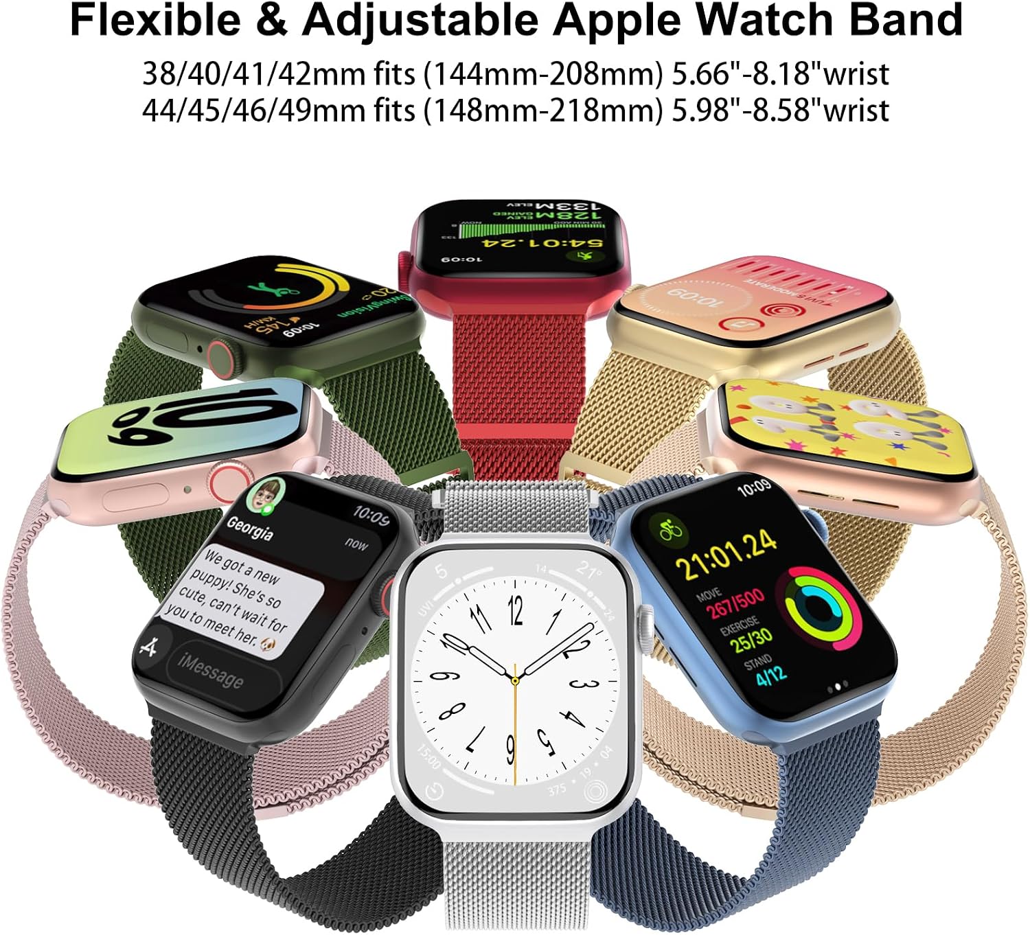 3 Pack Mesh Metal Magnetic Compatible with Apple Watch Bands Women Men