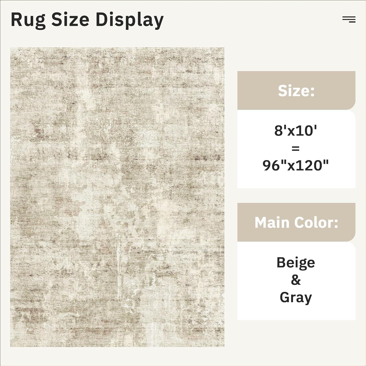 Soalmost Abstract Rug 8x10 Large Living Room Area Rugs Washable Beige/Gray