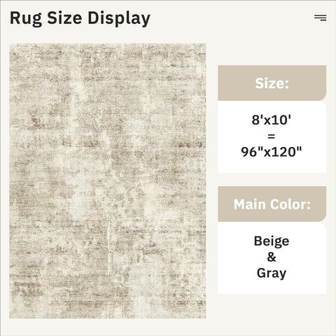 Soalmost Abstract Rug 8x10 Large Living Room Area Rugs Washable Beige/Gray