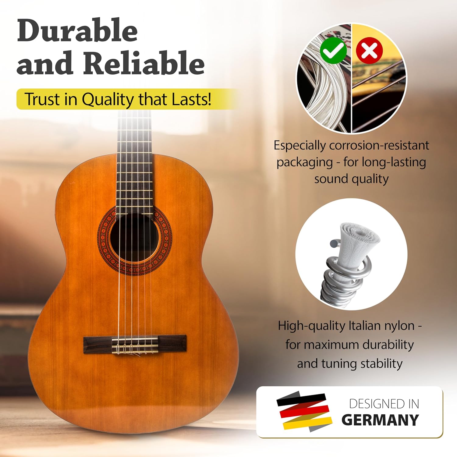 BELFORT Classical Guitar Strings – Nylon Silver-Wound 6-String Set