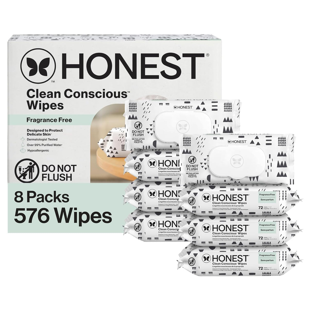 The Honest Company Multi-Use Baby Wipes, Pattern Play, 576 Count