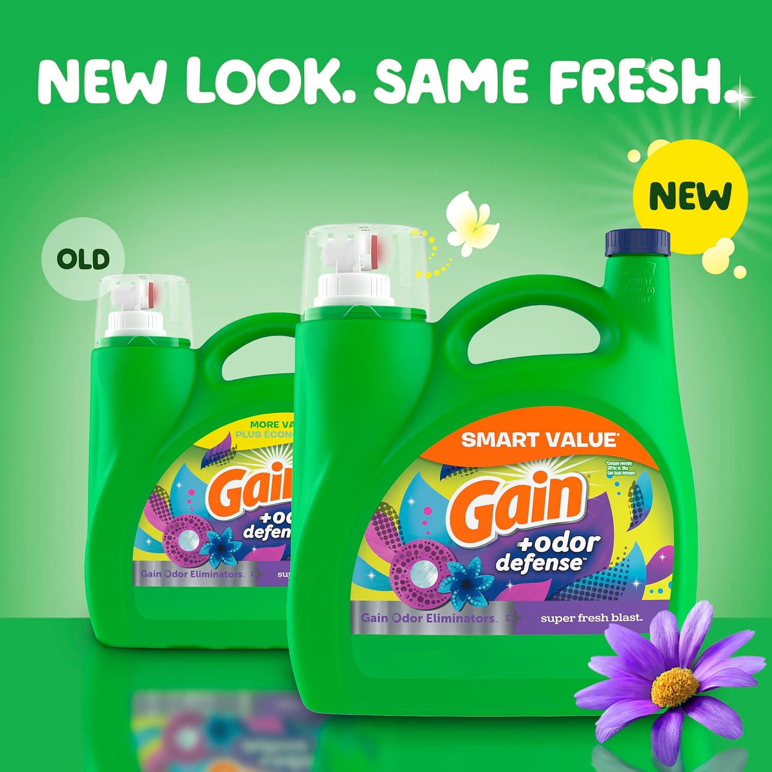 Gain + Odor Defense Liquid Laundry Detergent, Super Fresh Blast Scent, 107 Loads, HE Compatible Washing Soap (Packaging May Vary)