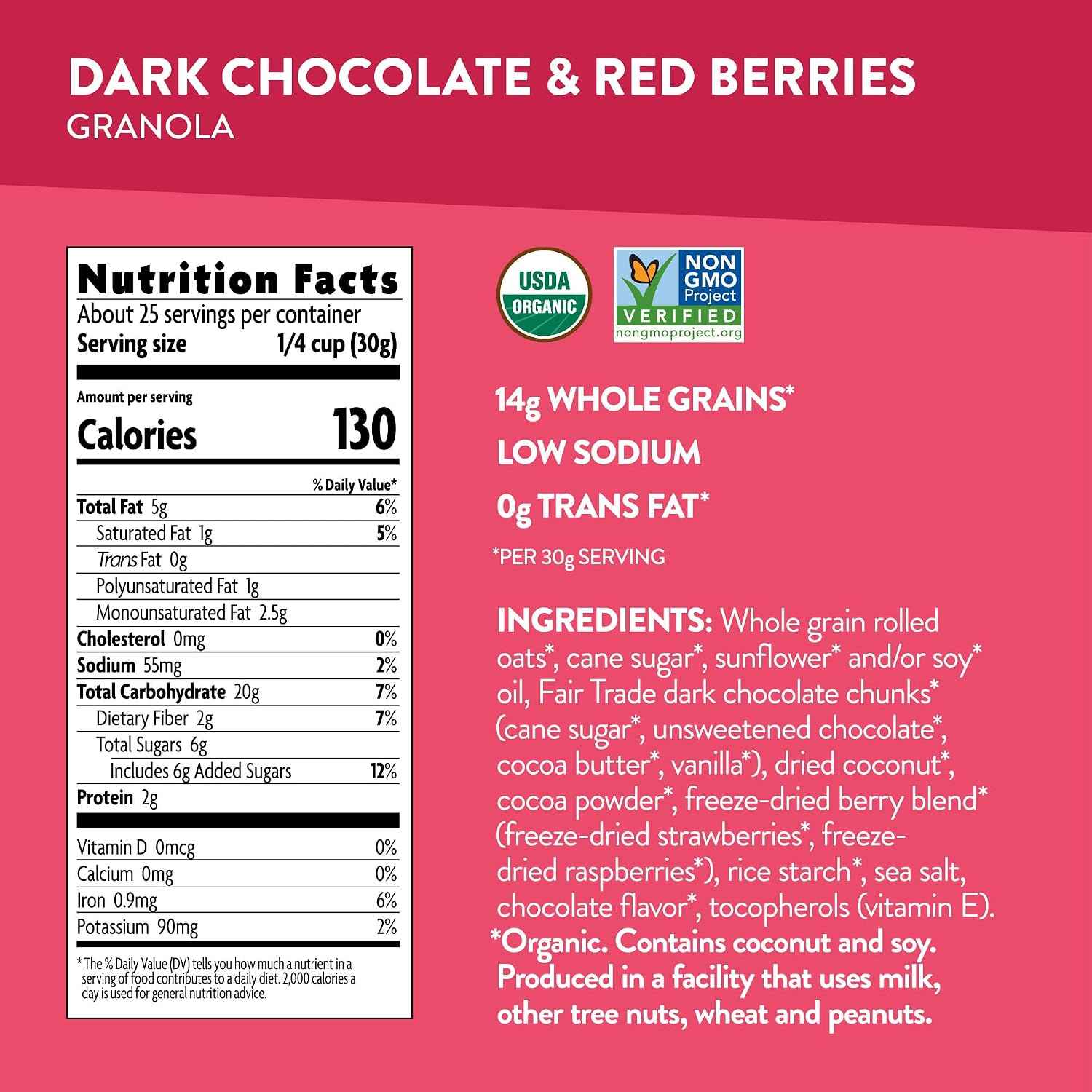 Love Crunch Dark Chocolate & Red Berries Granola, 26.4 oz (Pack of 6)