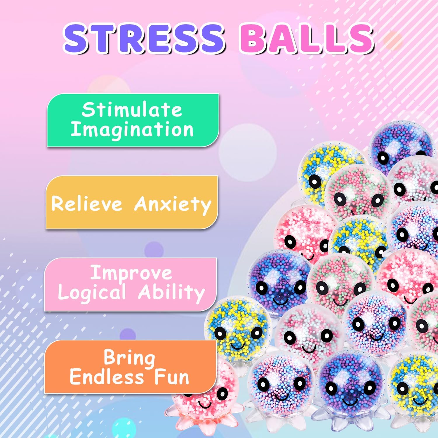 VESPRO 12 Pack Fidget Stress Balls for Adults, Cute Octopus Stress Ball