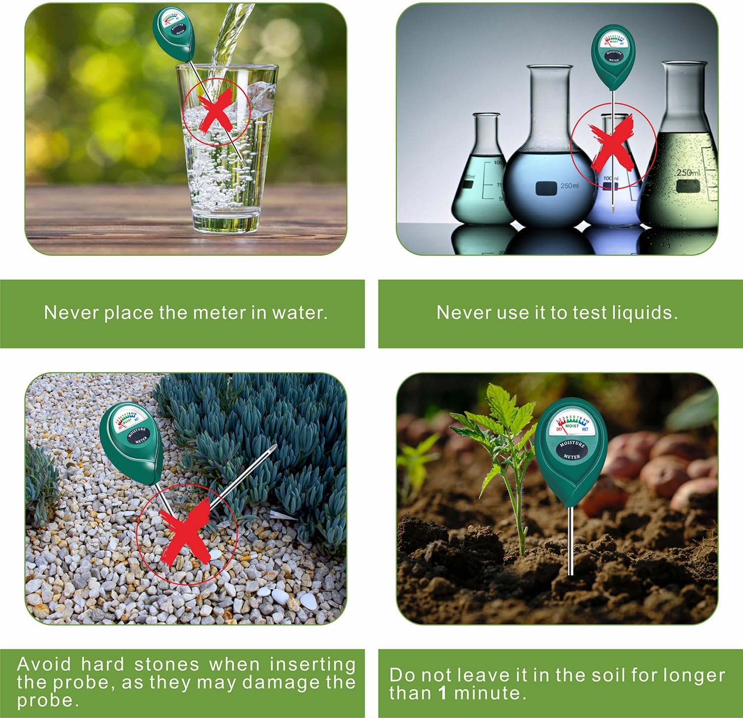 XLUX Plant Soil Moisture Meter, for Indoor and Outdoor use, Battery-Free
