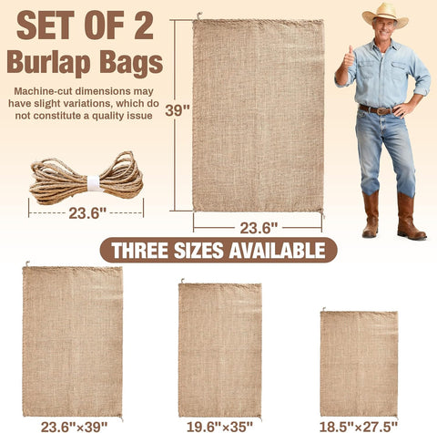 MAQIHAN Burlap Bags for Plants - 2 PCS Large Burlap Sack, 23.6 x 39 Inch