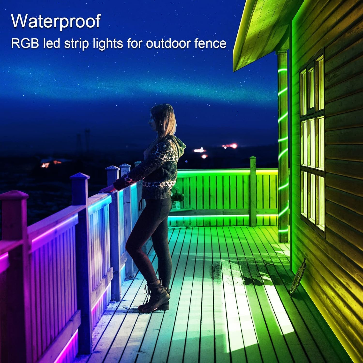 AILBTON 200ft Outdoor LED Strip Lights Waterproof,IP68 Outside Led Light Strips Waterproof with Bluetooth App Remote Control,Music Sync RGB Exterior Led Rope Lights,for Balcony,Deck,Roof,Garden,Pool