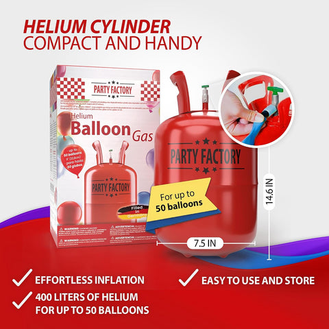 Party Factory Helium Tank for up to 50 Balloons 400L