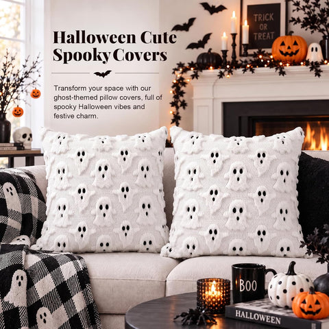 OLANRUN Halloween Pillow Covers 18x18 Set of 2, Halloween Decoration Indoor
