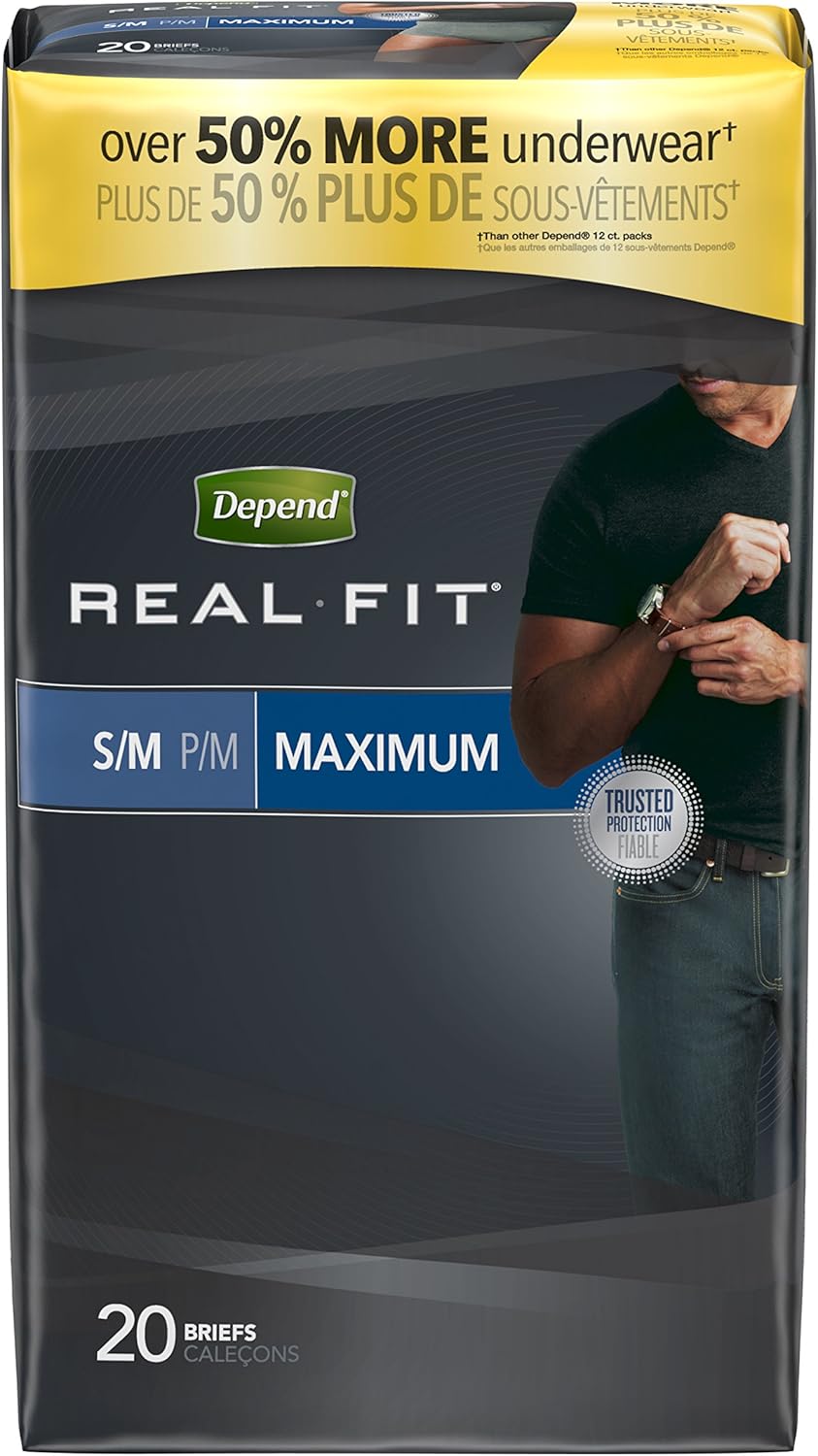 Depend Real Fit Disposable Underwear Male Waistband Style Large/X-Large, 50979, Maximum, 40 Ct