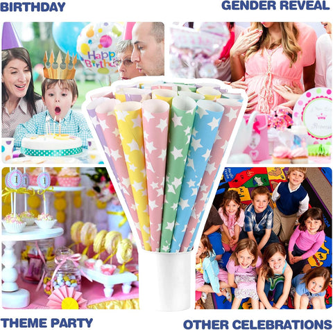 Cotton Candy Cones 100 Pack Rainbow Stars - Candy Park Multicolor Paper Cones, For Cotton Candy Machines & Candy Floss Sugar, Party Supplies for Birthday, Easter, Celebrartions & Consession Stand