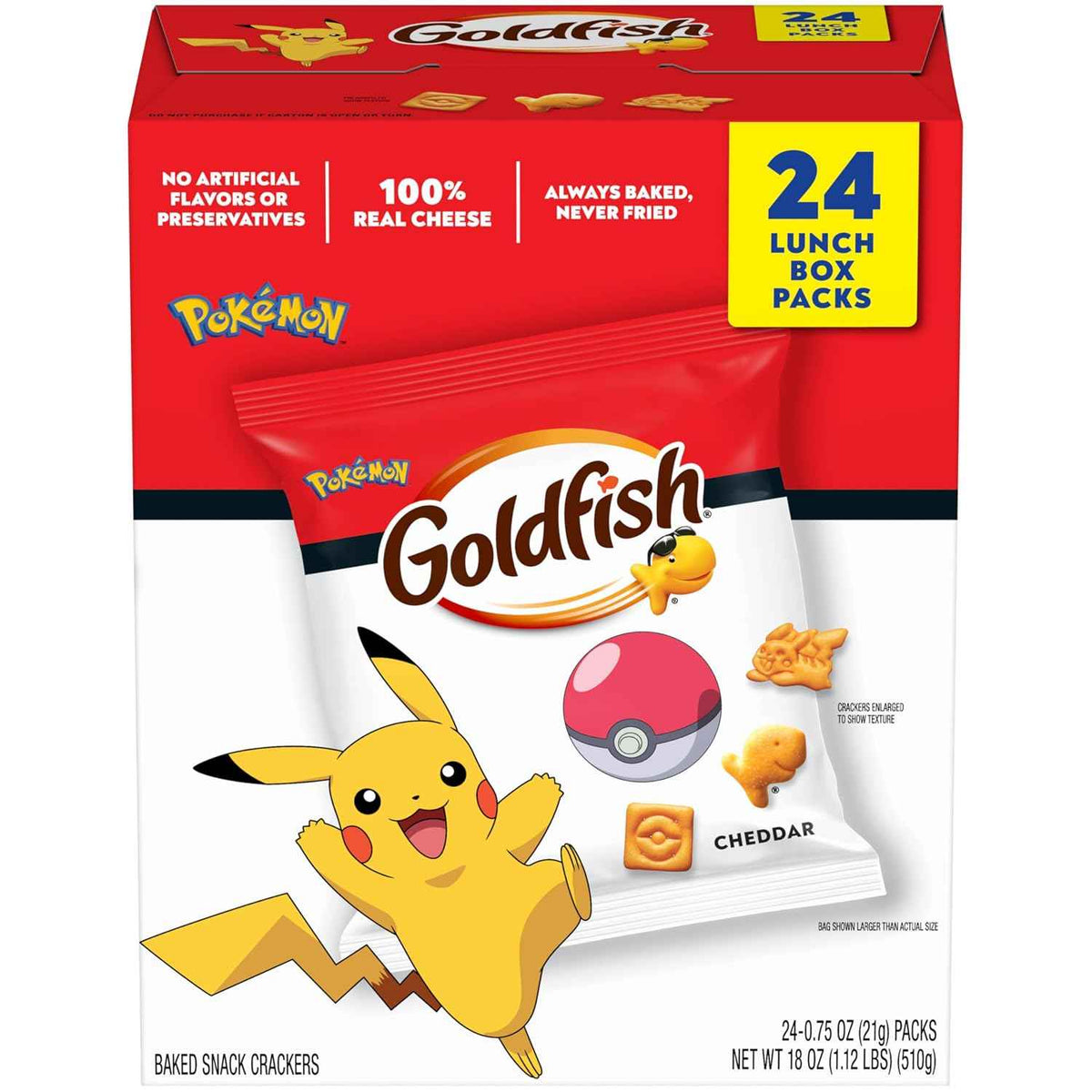 Goldfish Pokémon Cheddar Crackers, 24 Lunch Box Packs