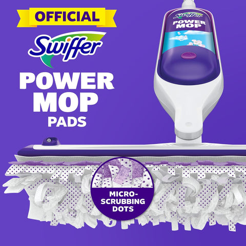 Swiffer PowerMop Multi-Surface Mopping Pad Refills for Floor Cleaning, Microfiber, 11 Count, White/Purple