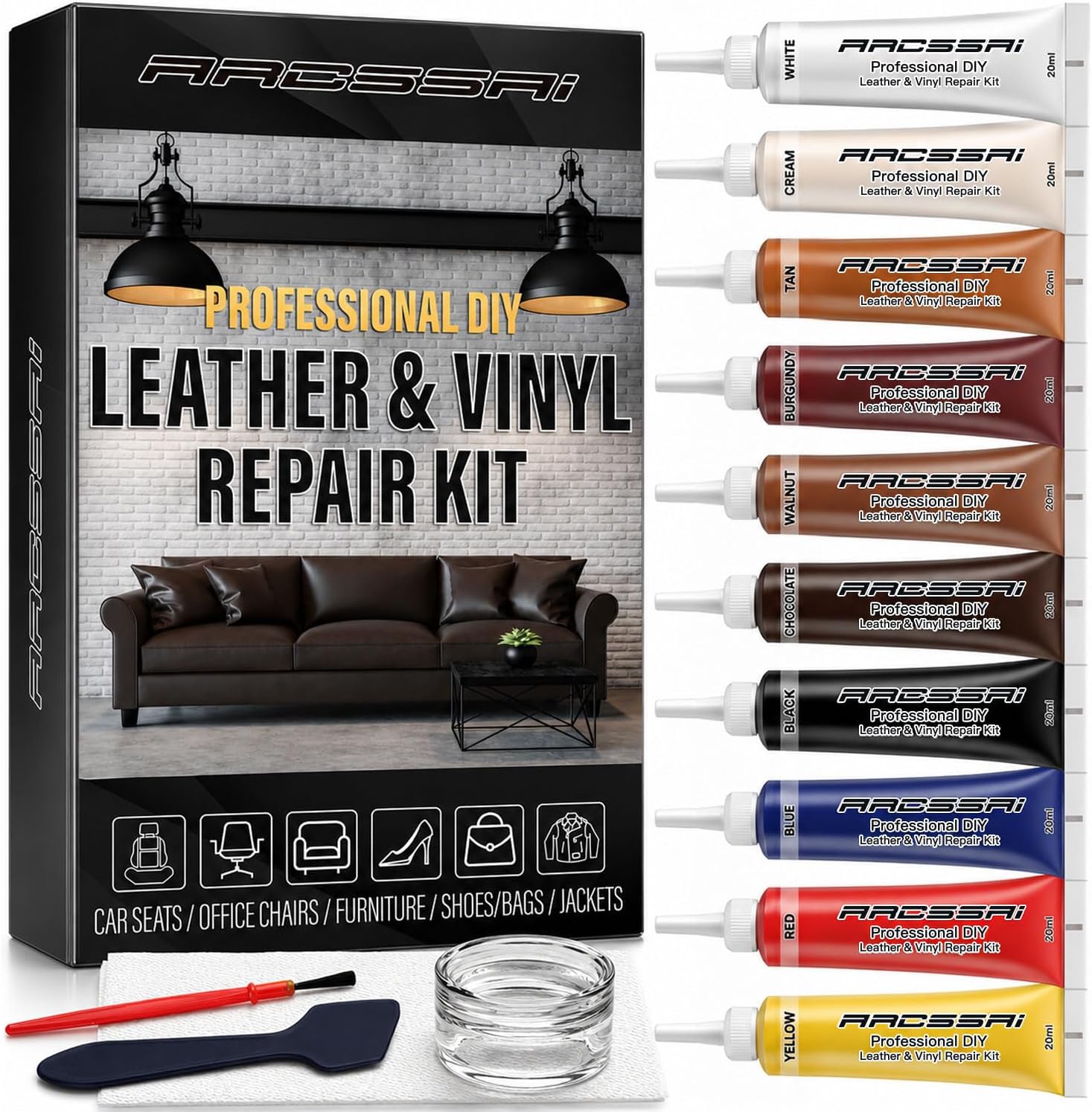 ARCSSAI ARCSSAL Leather Repair Kit for Furniture, Couch & Car Seats