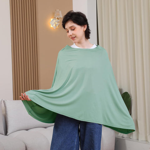 Seejoy Multi-use Nursing Cover for Breastfeeding, 360°Full Coverage Nursing Poncho, Rayon Soft & Breathable Breastfeeding Cover up (Smooth Rayon, Sage Green)