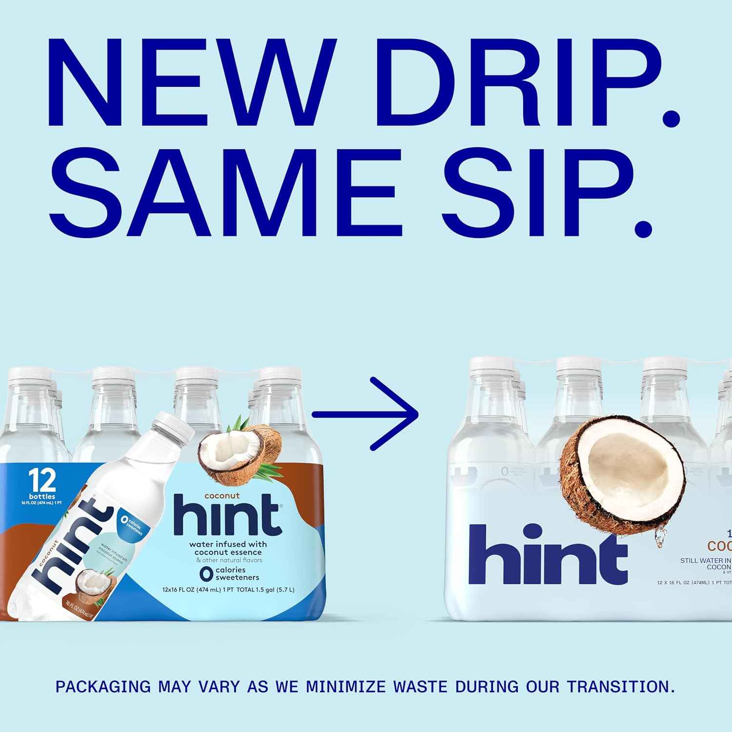Hint Flavored Water Zero Sugar 0 Calories - Coconut (12 pack)