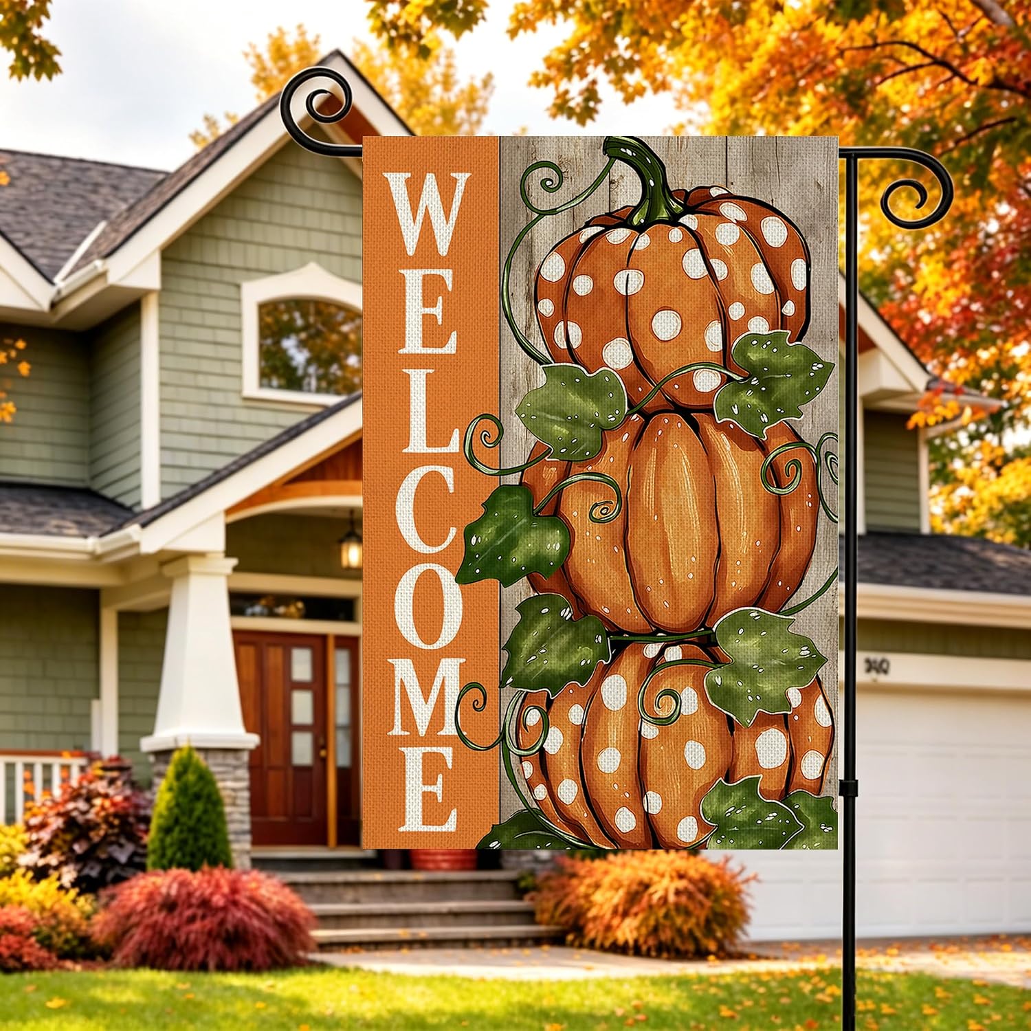 Fall Decorations Garden Flag 12x18 Inch for Outside Double Sided Weather & Fade Resistant Pumpkin Welcome Yard Flags Thanksgiving Outdoor Home Fall Decor