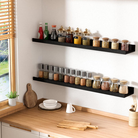 upsimples Floating Shelves for Wall Decor and Storage, Black, 6Pcs 15.7''