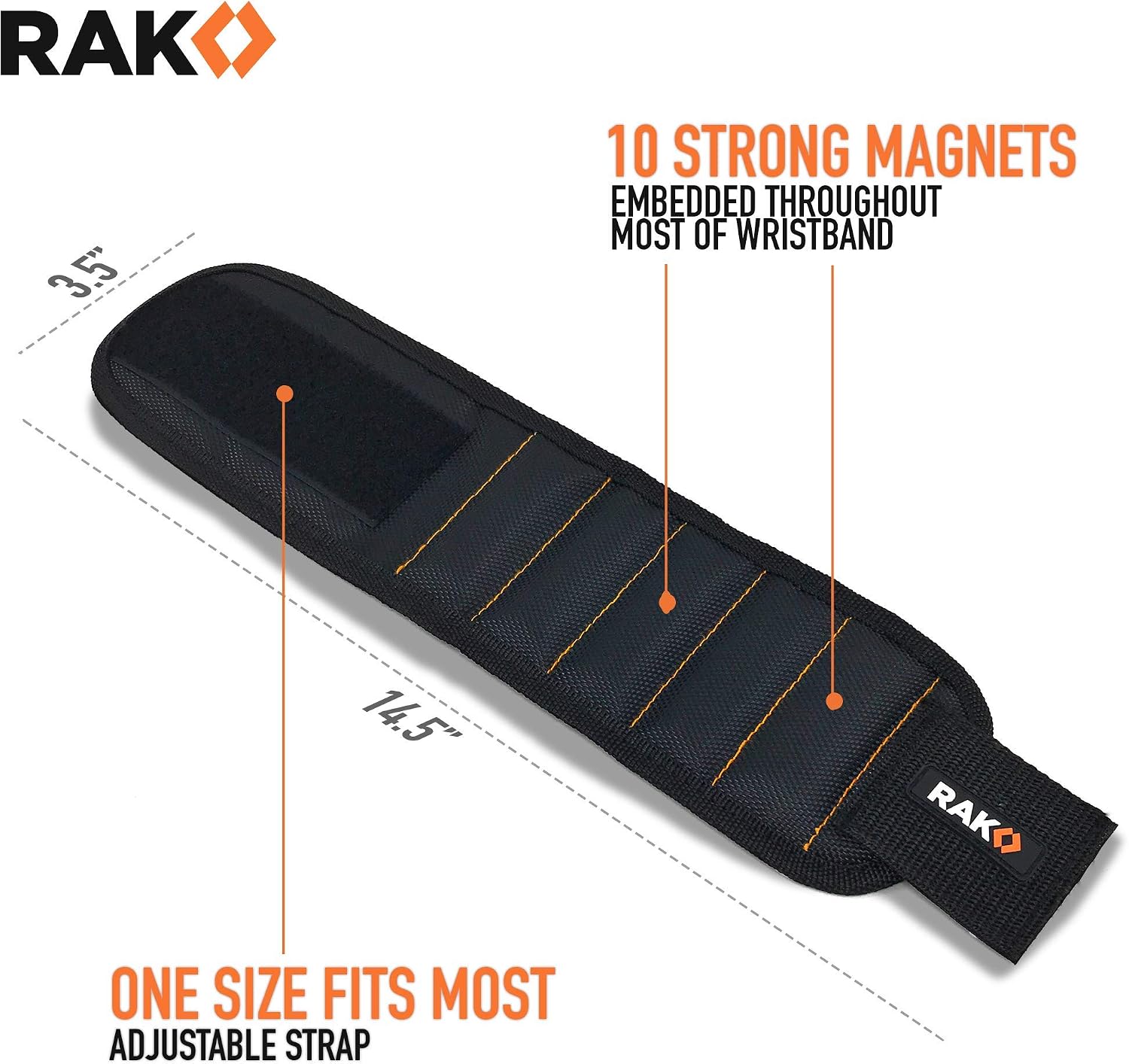 RAK Magnetic Wristband for Tools - Premium Tool Belt for Holding Screws Nails with Powerful Magnets, Birthday Gifts for Men, Cool Gadgets Stuff Gifts for Dad, Husband, Grandpa, Handyman, Him