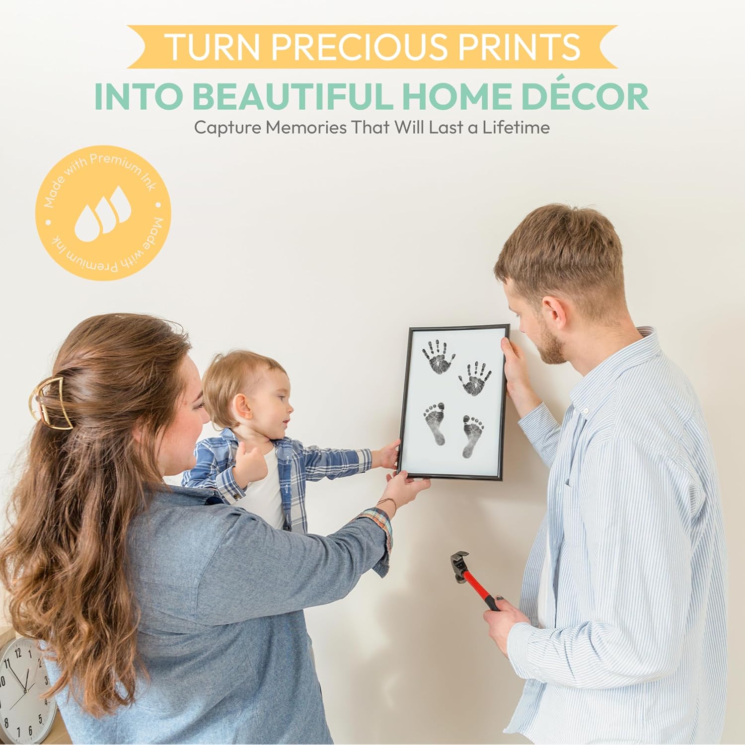 Extra Large Clean Touch Ink Pad for Baby Handprints and Footprints – Inkless Infant Hand & Foot Stamp – Safe for Babies, Doesn’t Touch Skin – Perfect Family Memory or Gift by Tiny Gifts, Black