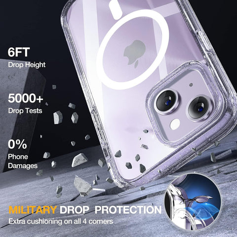Miracase for iPhone 14 Case,Full-Body Bumper &Screen Protector,ClearGlitter