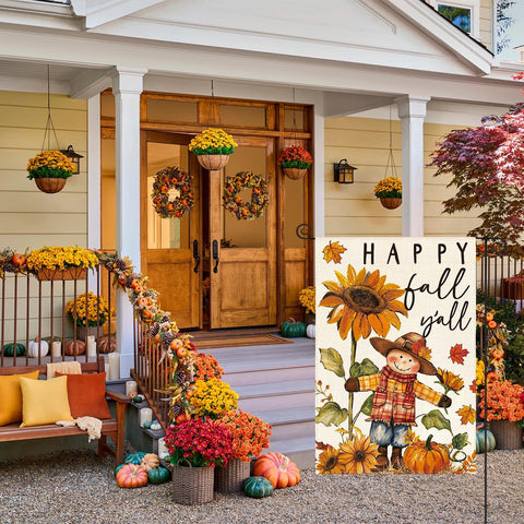 AVOIN colorlife Fall Scarecrow Garden Flag 12x18 Inch for Outside