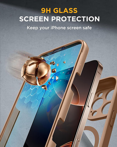 miracase for iPhone 16 Pro Max Case 6.9'', [Bubble Free] Full-Body Bumper Phone case with Built-in Full Glass Screen&Camera Control, Compatible with MagSafe,Drop Proof 16 Pro Max Cover,Desert Brown