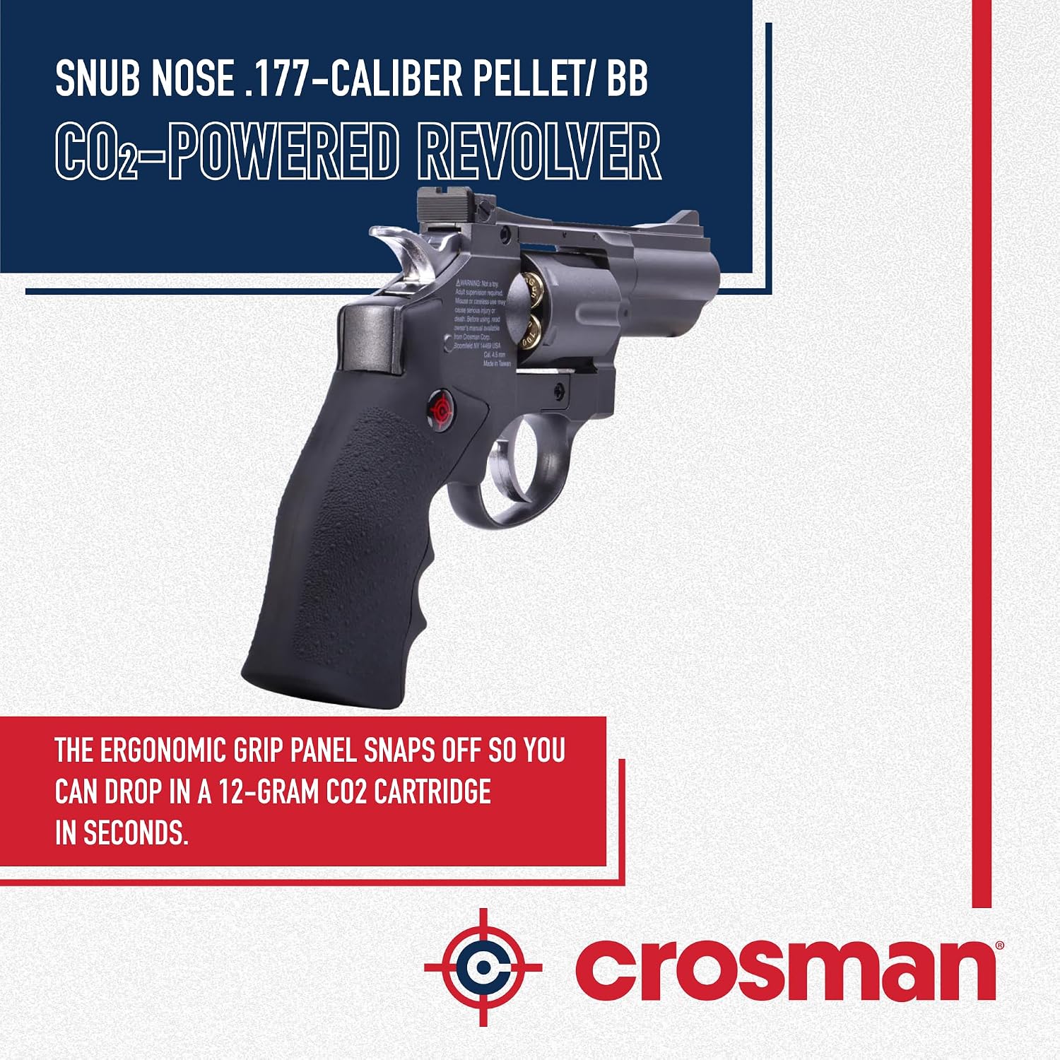 Crosman SNR357 Snub Nose .177-Caliber Pellet/BB CO2-Powered Revolver