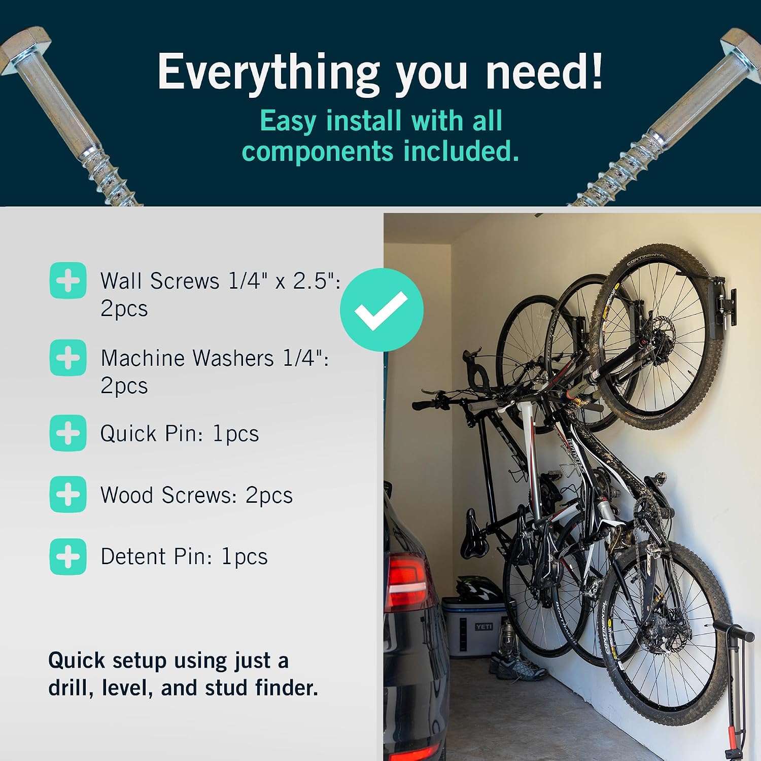 StoreYourBoard Swivel Bike Wall Mount, Vertical Rack for Garage, 4 Pack