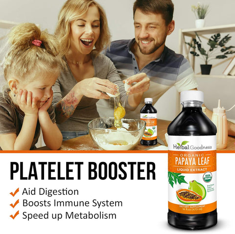 Herbal Goodness Papaya Leaf Extract Liquid, Platelet Supplement Boost 16oz