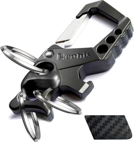 Hephis Skull Heavy Duty Key Chain,Car Emergency Escape Tool, Seat belt Cutter,Bottle Opener,Carabiner Car Key Chains