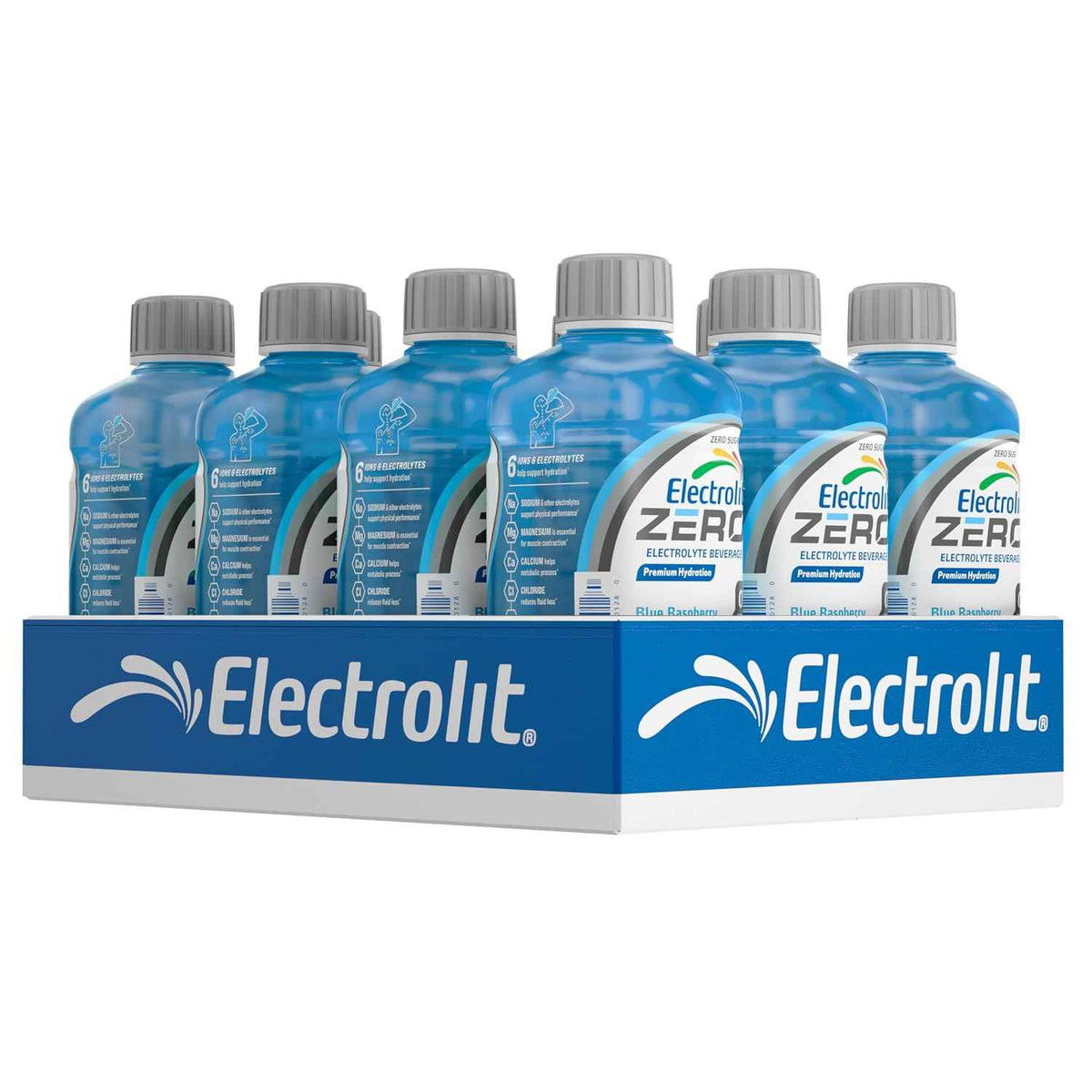 Electrolit Zero Electrolyte Beverage, Blue Raspberry, 21 fl oz (12 Pack) | Zero Sugar Hydration Sports Drinks with Electrolytes, Magnesium, Calcium & Potassium, Recovery Drink for Post Workout
