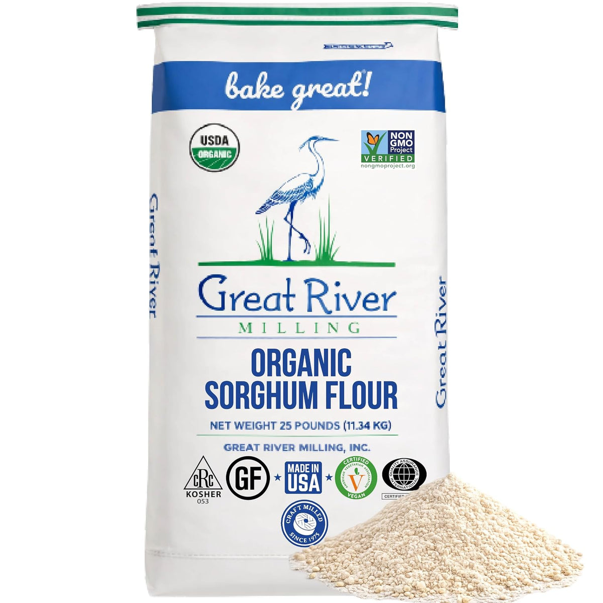 Great River Milling Organic Sorghum Flour, Gluten Free, 25 lb