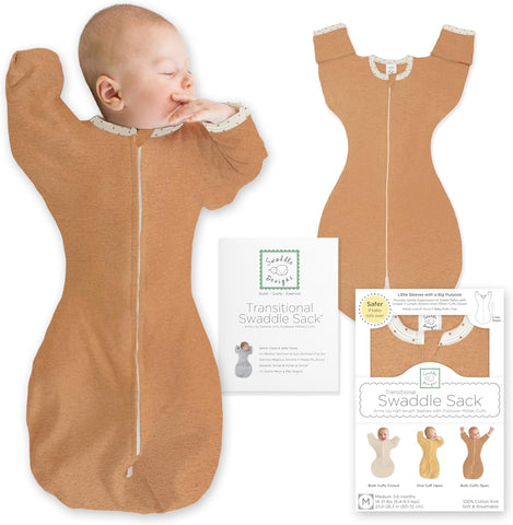 SwaddleDesigns Transitional Swaddle Sack, Cotton, Heathered Butterum, 6-9mo