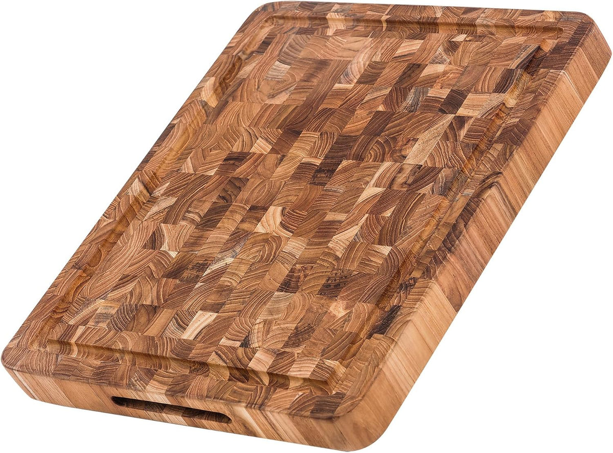 Teakhaus Thick End Grain Butcher Block with Juice Groove, Medium
