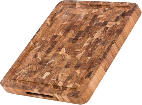 Teakhaus Thick End Grain Butcher Block with Juice Groove, Medium