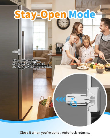 Yunkey Child Safety Fridge Lock, Auto-Lock, White, 2-Pack