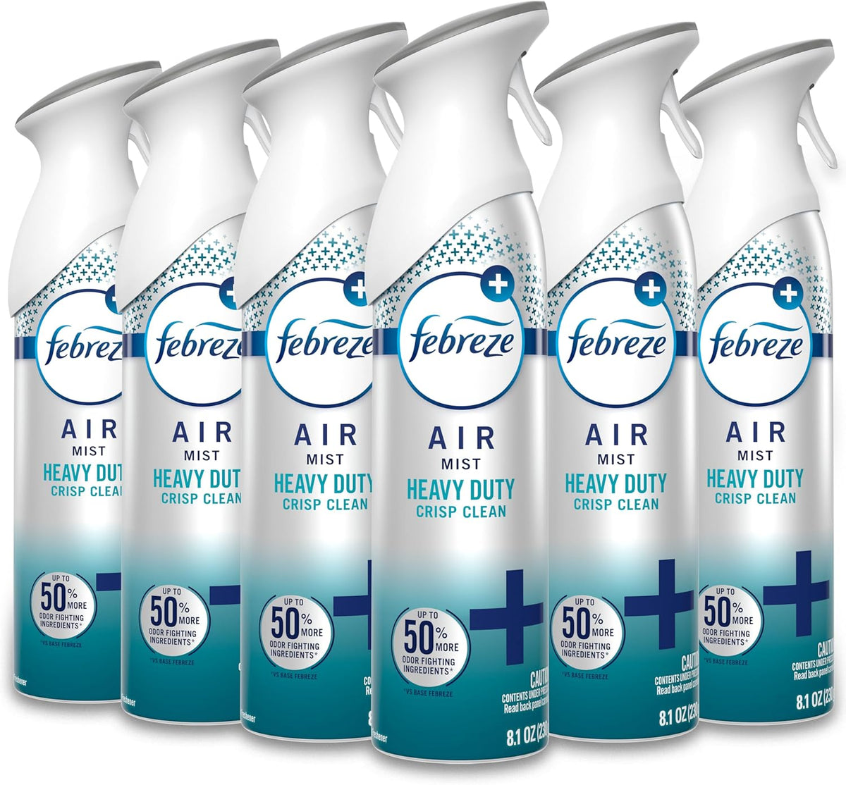 Febreze Air Mist, Air Freshener Spray, Odor Fighting Room Spray, Deodorizer for Home Bathroom Kitchen Office Apartment Dorm Room Classroom, Heavy Duty Crisp Clean Scent, 8.1oz, (Pack of 6)