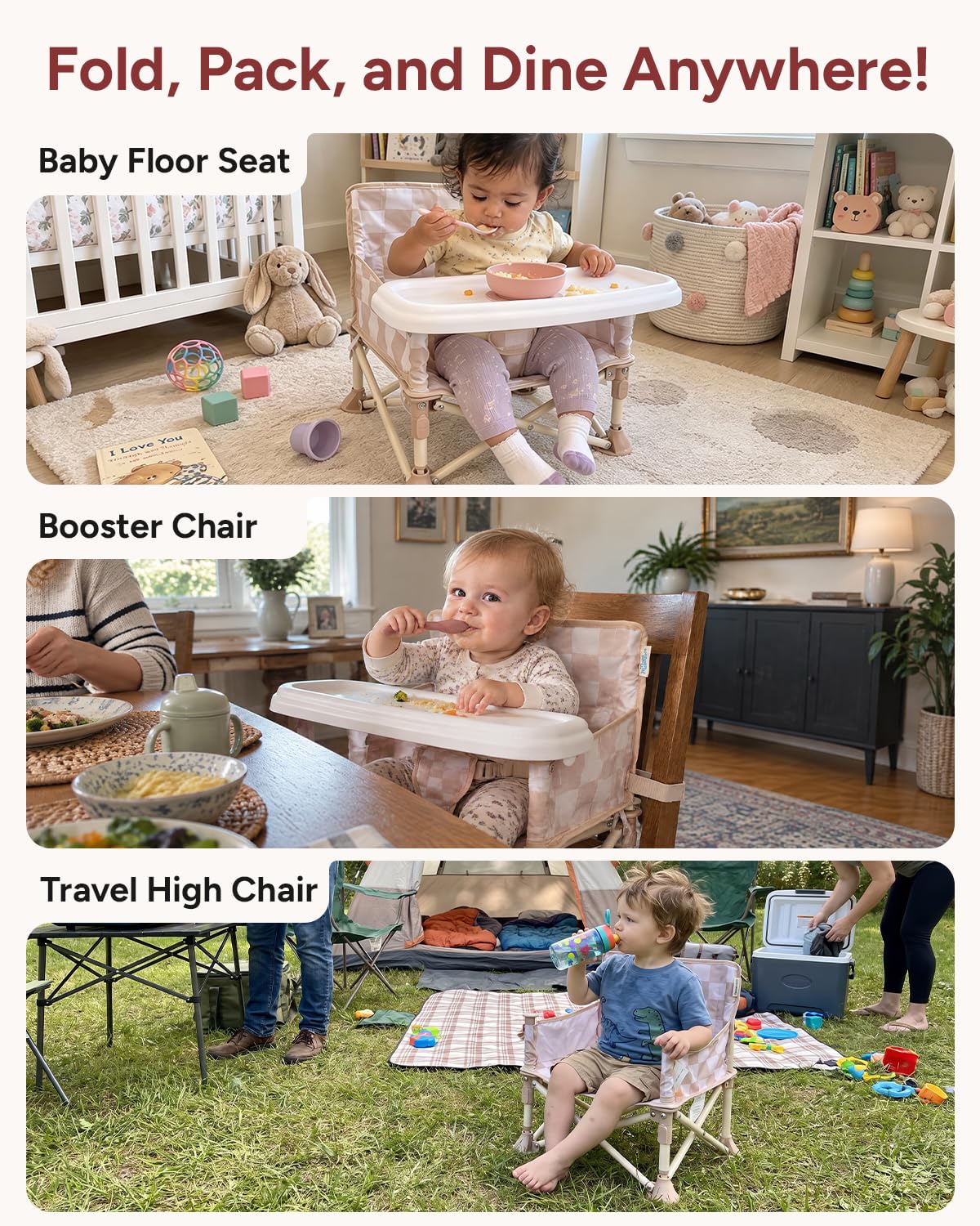 Tiny Marvels Baby Chair, Portable High Chair for Travel & Beach, Ages 6M-3Y
