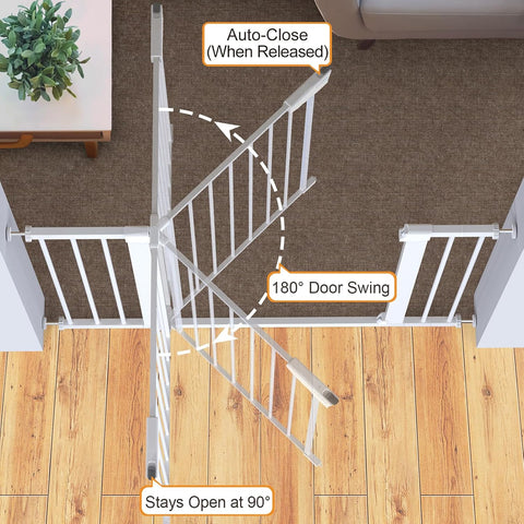 Cumbor 36" Extra Tall Baby Gate, 30-46" Dog Gate Indoor White