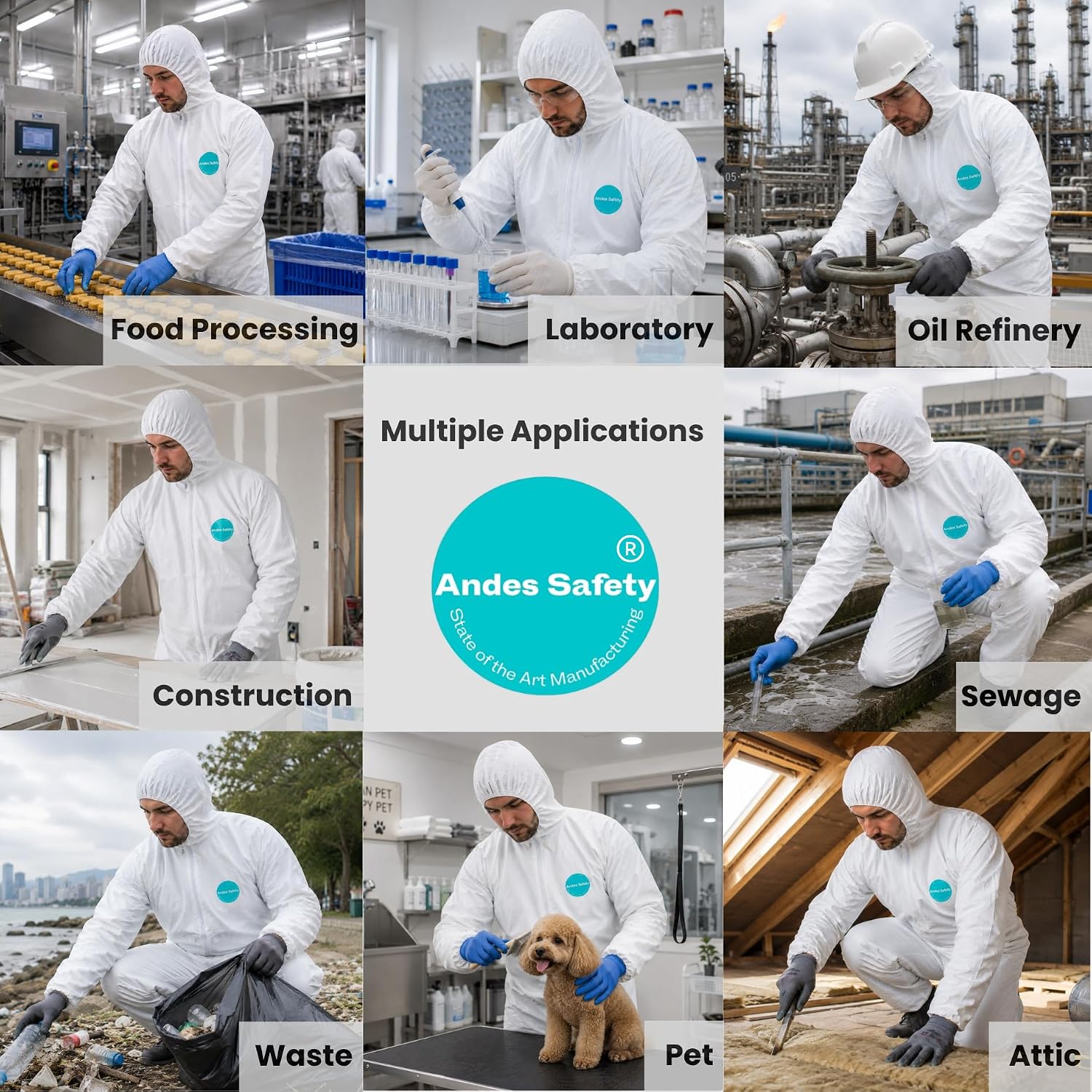 Andes Hazmat Suit, Disposable Paint Suit, Lab Coverall