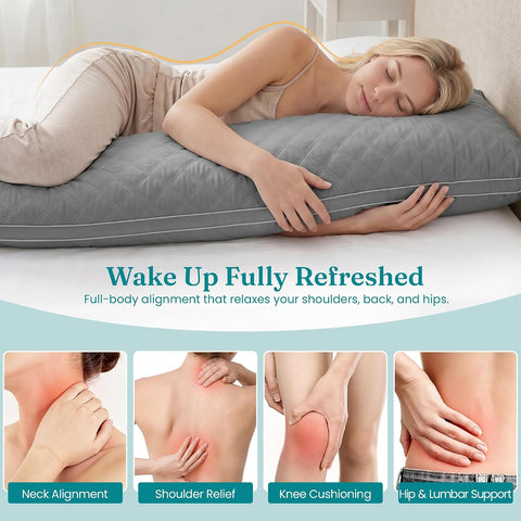 Oubonun Full Body Pillow for Side Sleeper, Adjustable Firm Long Bed Pillow