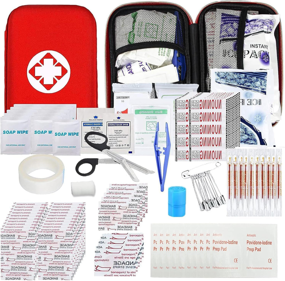 First Aid Kit 277PCS Car Home Camping Essentials Red Emergency Kit YIDERBO