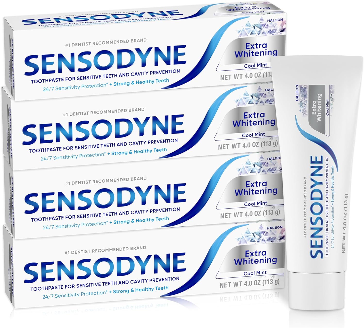 Sensodyne Extra Whitening Cool Mint Toothpaste - 4 Ounces, Pack of 4