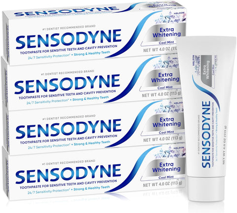 Sensodyne Extra Whitening Cool Mint Toothpaste - 4 Ounces, Pack of 4