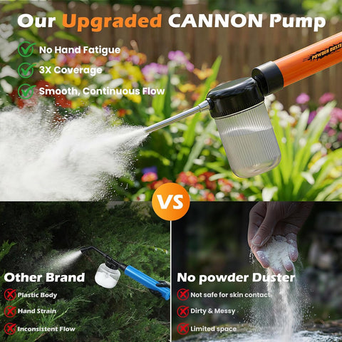 Diatomaceous Earth Powder Duster with Adjustable 4FT Rod, Adjustable Output Pump, 250ml Large Capacity Tank & Clog-Free Design, Powder Dispenser for Indoor/Outdoor Gardening (Orange)