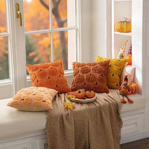 MIULEE Fall Pumpkin Pillow Covers Fall Decor Rust Green Stem 18x18