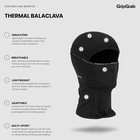 GripGrab Thermal Winter Cycling Balaclava - Under Helmet Face Mask